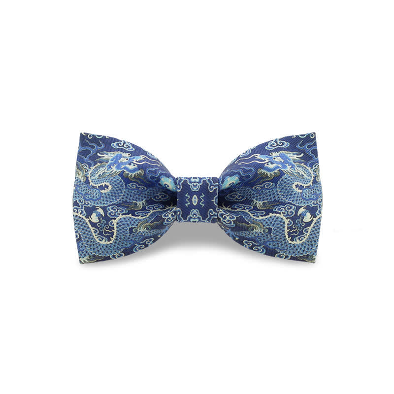Men's Blue Dragon Totem Cotton Bow Tie