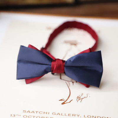 Men's Vintage Red Match Blue Two Tone Bow Tie