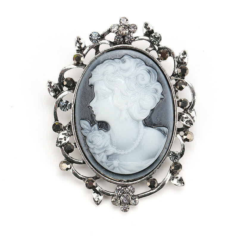 Women's Sparkling Lady Oval Cameo Brooch