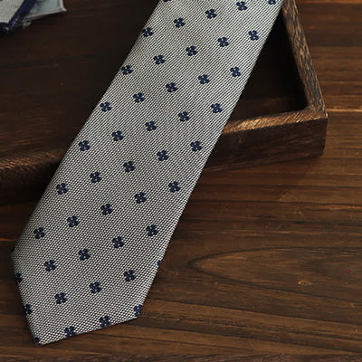 Men's Silver Gray Cloverleaf Necktie