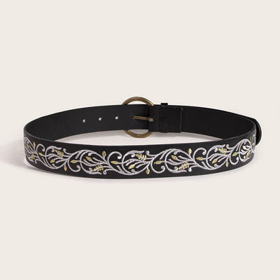 Women's Boho Floral Embroidery Ethnic Leather Belt