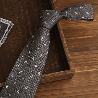 Men's Gray & Blue Micro Paisley Necktie
