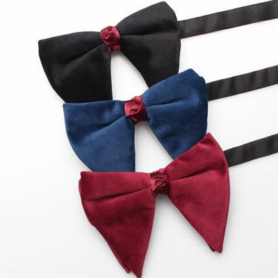 Men's Solid Color Velvet Oversized Pointed Bow Tie