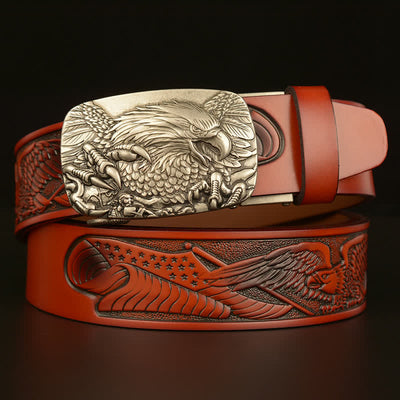 Men's Vintage Eagle Wings Automatic Buckle Leather Belt