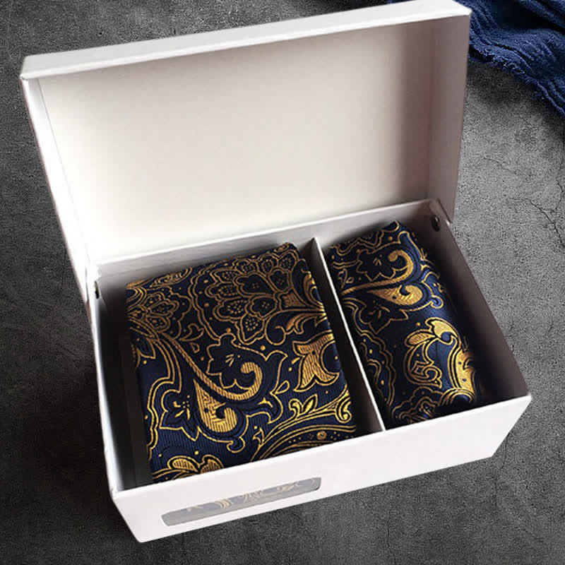 2Pcs/ 3Pcs Necktie Pocket Square Set Exquisite Packing Box