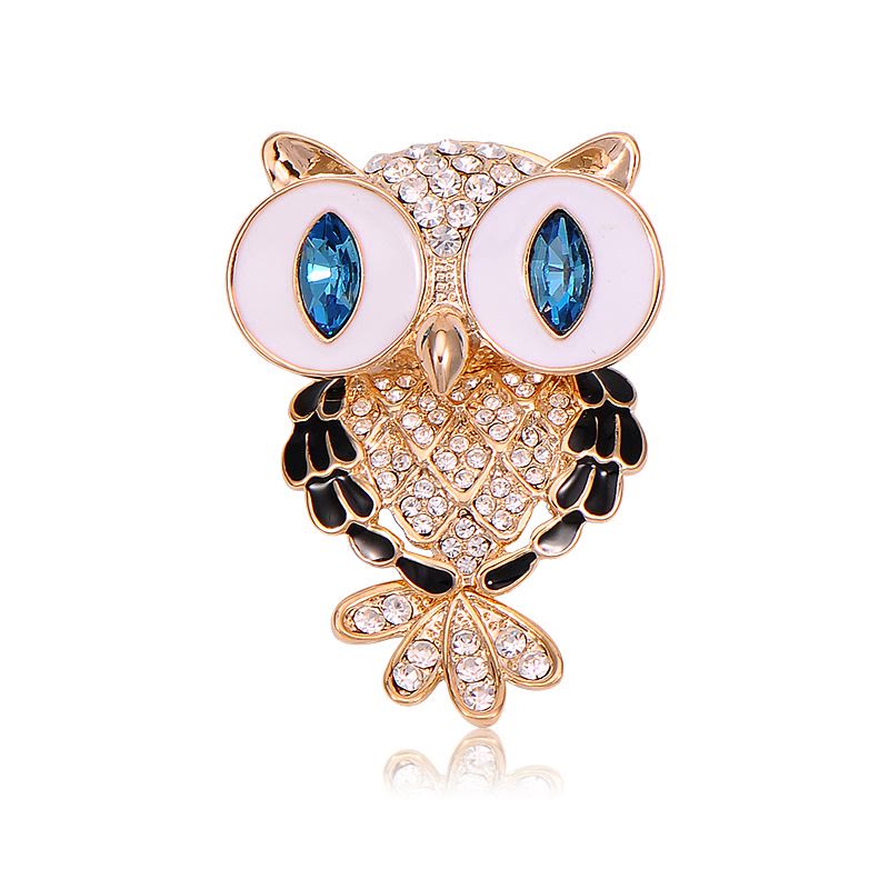 Women's Mystical Blue Eyes Owl Brooch