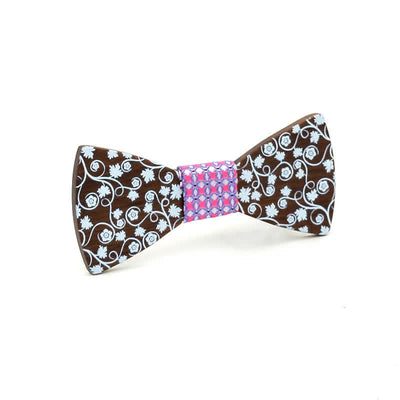 Kid Glorious Floral Printing Wooden Bow Tie