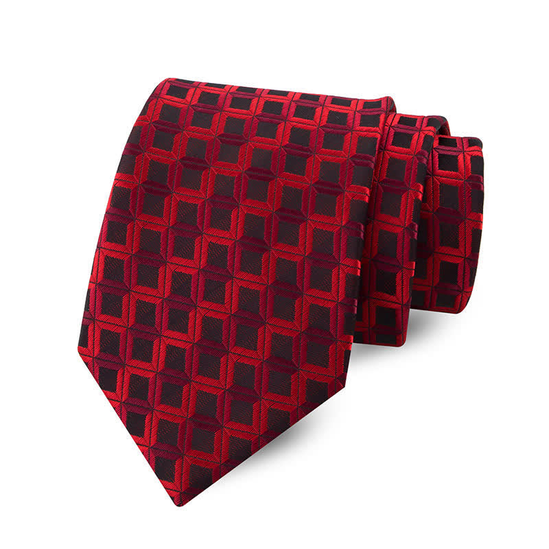 Burgundy Men's Noble Geometry Necktie