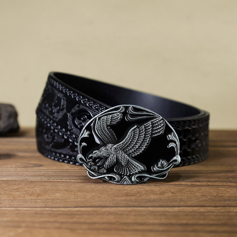 Men's DIY Spreading Wings Eagle Freedom Buckle Leather Belt