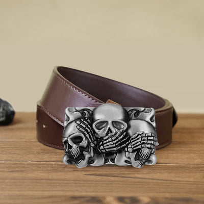 Men's DIY Horrible Laugh Skull Buckle Leather Belt