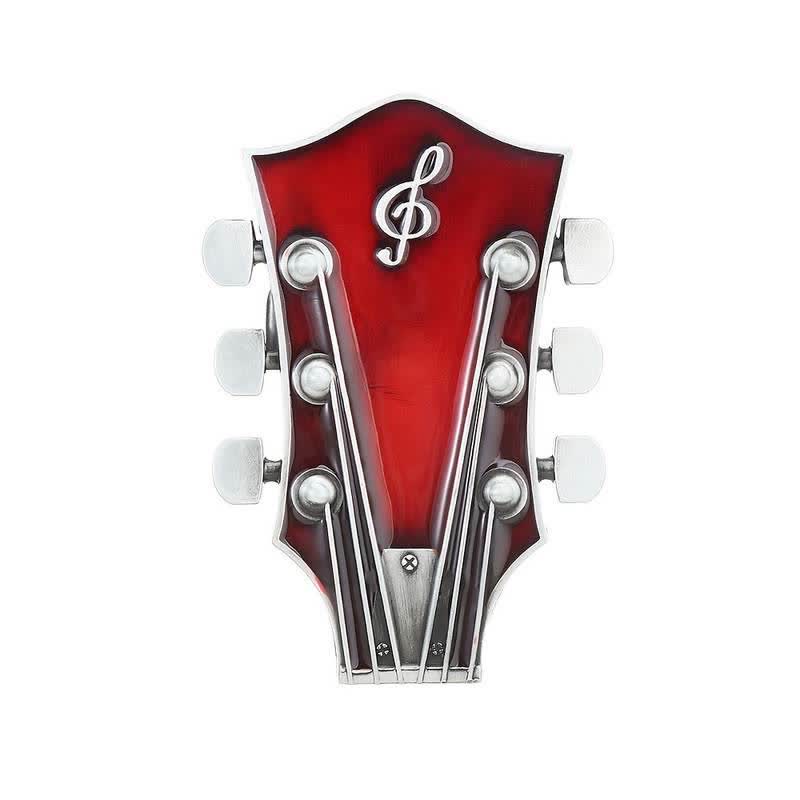 Men's DIY Musical Guitar Headstock Buckle Leather Belt