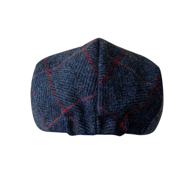 Countryside Dark Blue Red Plaid Beret Cap