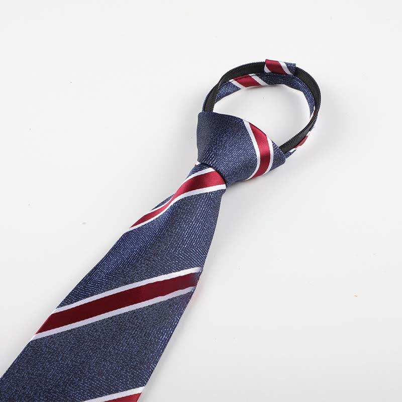 Men's Occupational Zipper Tie Striped Necktie