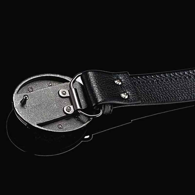 Men's Flying Dragon Leather Belt With Folding Knife