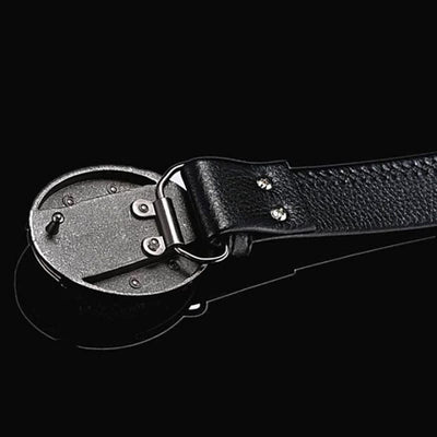 Men's Alone Pentagram Leather Belt With Folding Knife