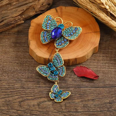 Women's Playful Triple Butterflies Brooch