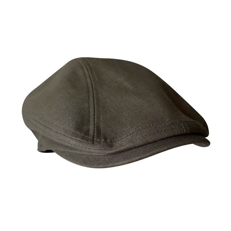 Linen Army Green Breathable Beret Flat Cap