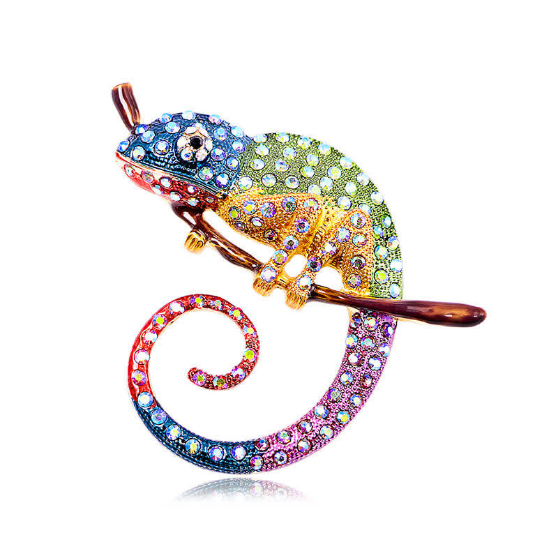 Women's Colorful Chameleon Lizard Brooch