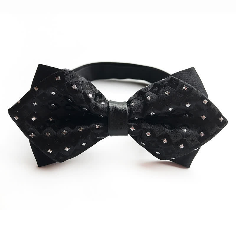 Men's Checkered Shiny Diamond Pointy Bow Tie