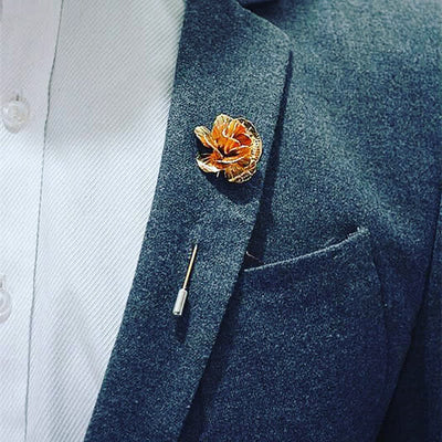 Men's Metal Rose Flower Brooch Pin