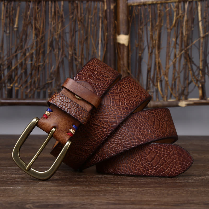 Men's Serpentine Snakeskin Grain Leather Belt