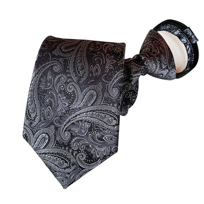Men's Retro Paisley Zipper Tie Floral Necktie