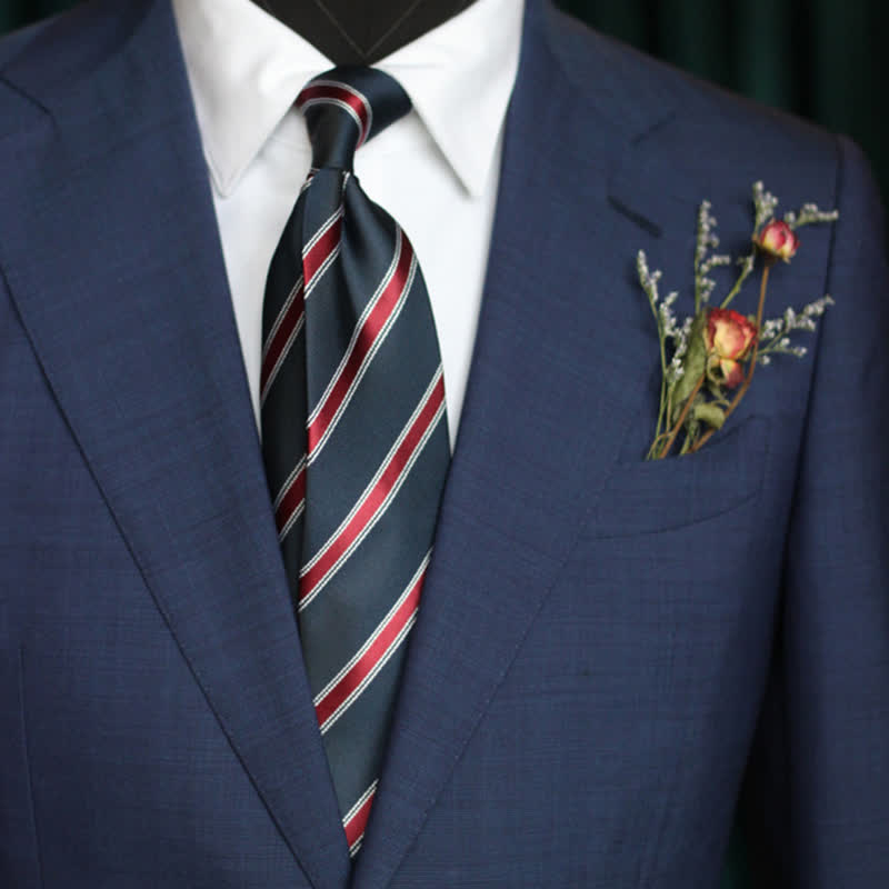 Men's Repeating Animal Motifs Striped Necktie