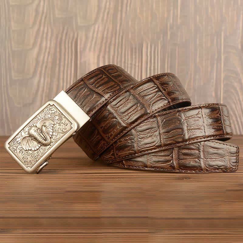 Men's Punk Elephant Alligator Pattern Leather Belt