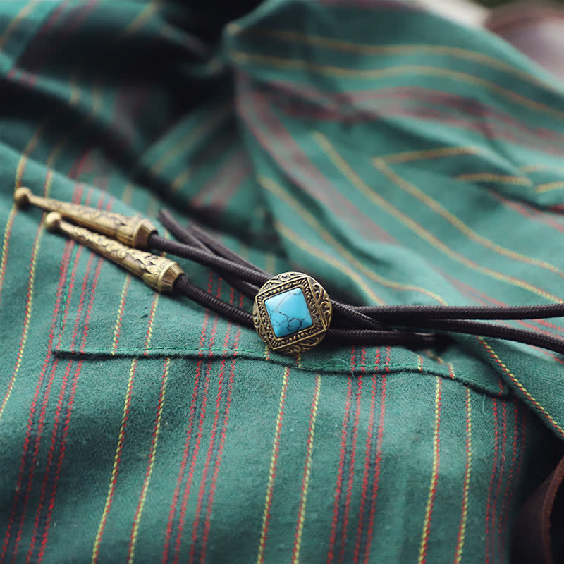 Copper Faux Turquoise Stone Bolo Tie