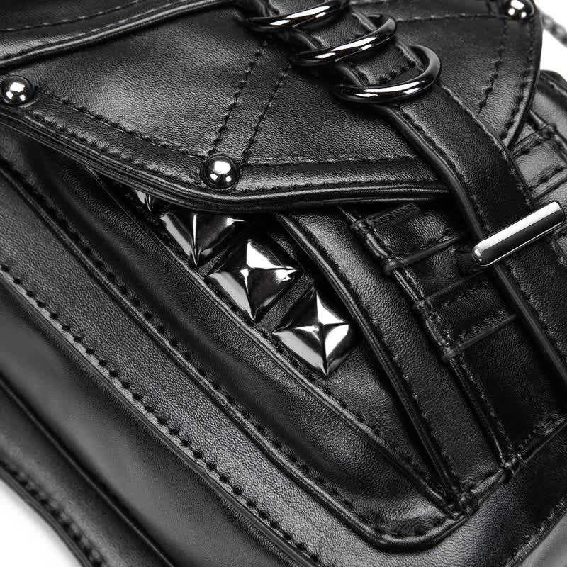 Black Motorcycle Punk Rivet Steampunk Waist Leg Bag