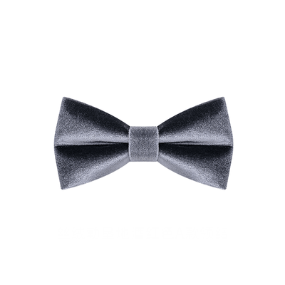 Men's Charcoal Gray Solid Color Velvet Bow Tie
