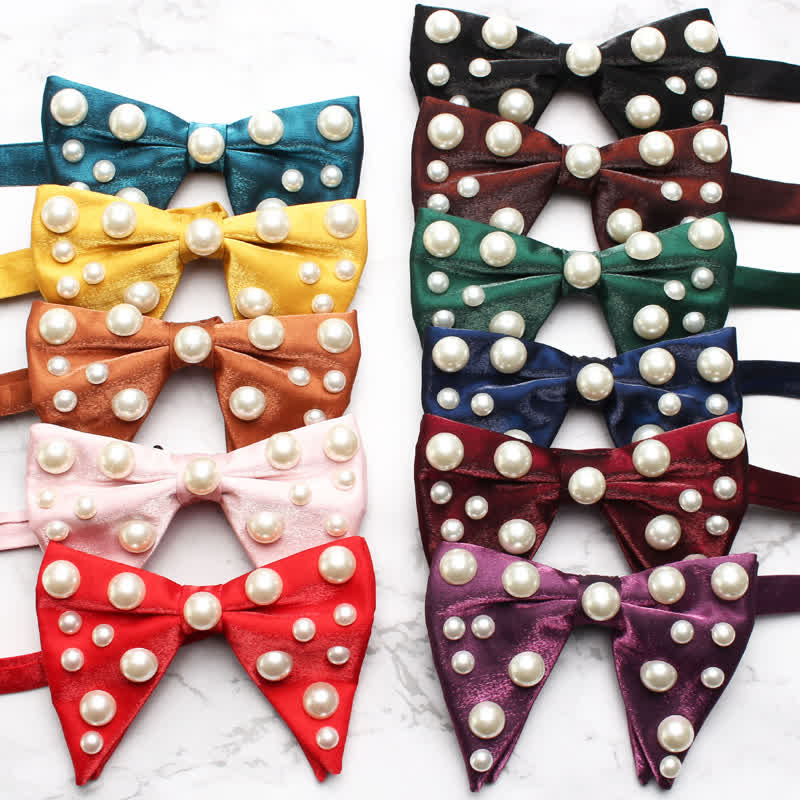 Pearls Bright Oversized Pointed Bow Tie