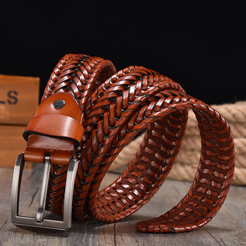 Men's Casual Handwoven Braided Leather Belt