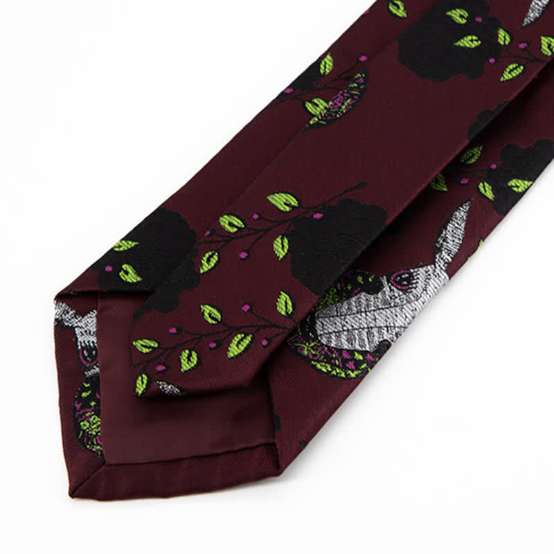 Men's Burgundy Black Rose & Deer Necktie