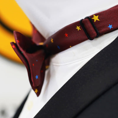 Men's Burgundy Colorful Twinkle Stars Bow Tie