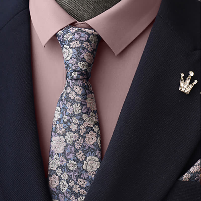 SteelBlue Men's Novelty Floral Necktie