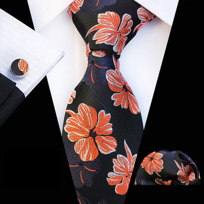 3Pcs Men's Daisy Floral Necktie Set