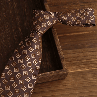 Men's Dark Brown & Gold Diamonds Necktie