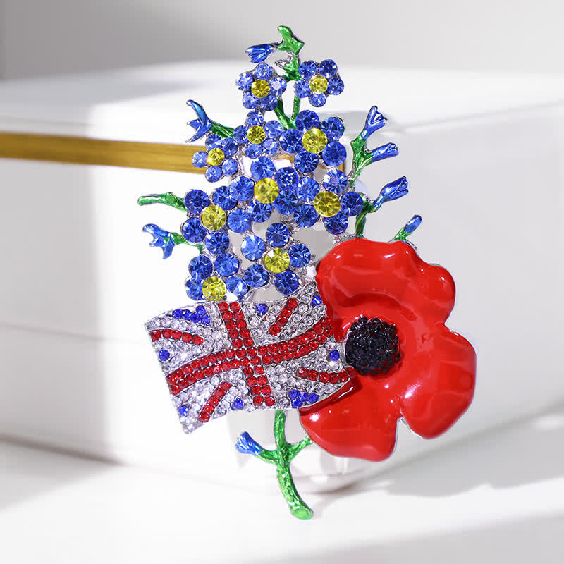 Unisex Multi Colour Union Flag Poppy Brooch