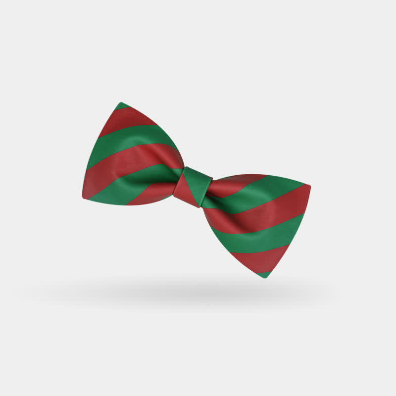 Men's Red & Green Christmas Stripes Bow Tie