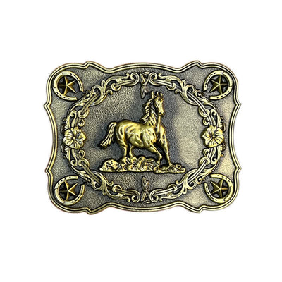 Men's DIY Wild Running Horse Buckle Leather Belt