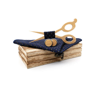 3Pcs Men's Scissors Wooden Bow Tie Set