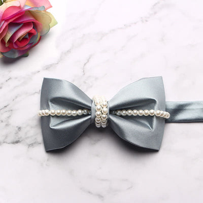 Men's Pearl Decor Chain Bow Tie