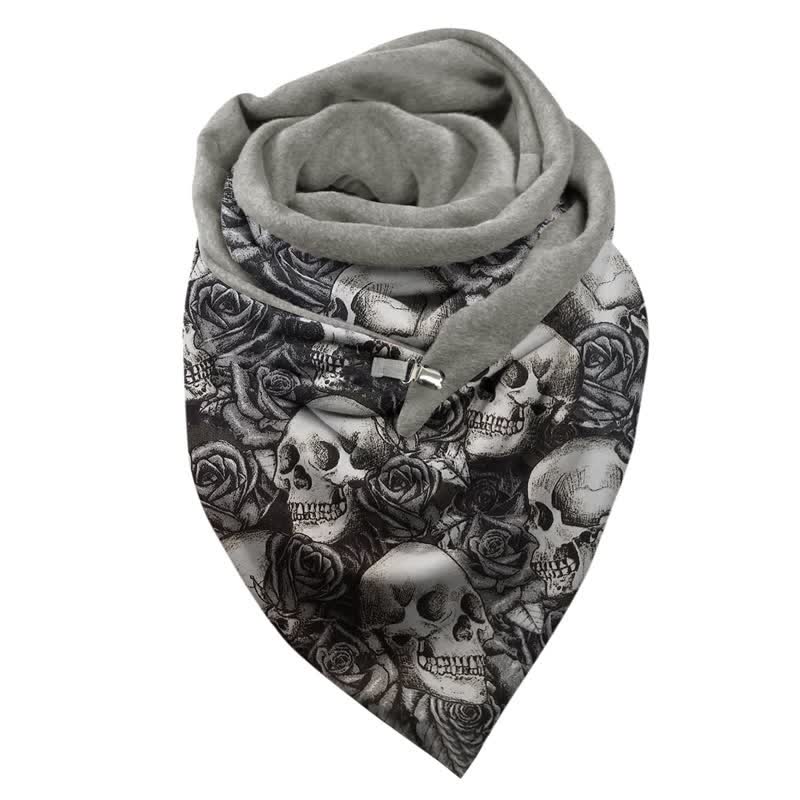 Women's Skull Head Rose Printed Triangle Scarf