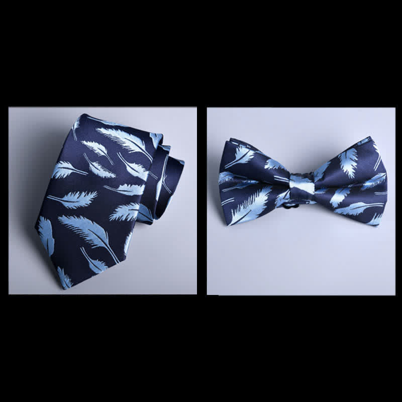 8Pcs Navy Leaves Flower Vogue Necktie Bow Ties Gift Box