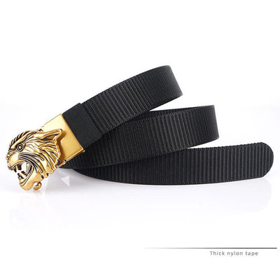 Men's Roaring Tiger Head Nylon Belt