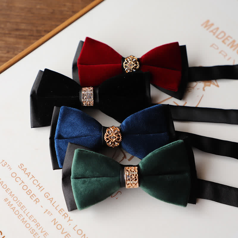 Men's Luxury Velvet Rhinestone Inlaid Wedding Bow Tie