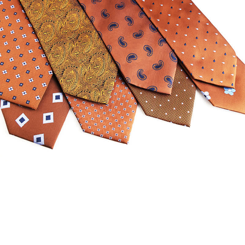 Men's Orange-Red Series Micro Motifs Necktie