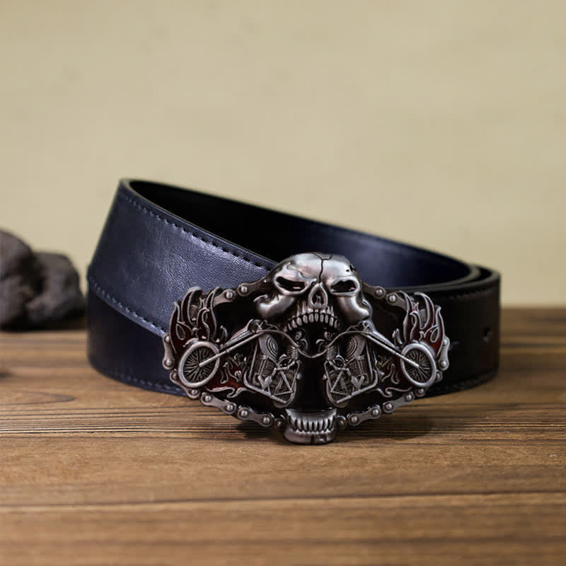 Men's DIY Skull Motorcycle Ghost Head Buckle Leather Belt