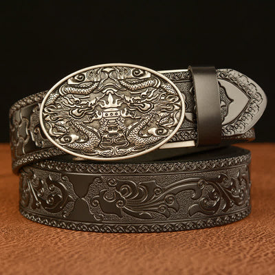 Men's Double Dragon Battling Leather Belt